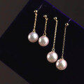 wholesale 18K Gold + Natural Japanese Akoya Seawater Pearl Earrings, Stylish Ins Fashion Earring Accessories Custom Processing-0-1