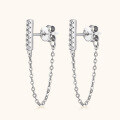 wholesale 925 Silver Korean Internet Celebrity Ins Style Chain Moissanite Earrings, Minimalist and Unique Design-0-1