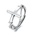 wholesale S925 Sterling Silver Letter Crown Tassel Cross Chain Ring Retro Korean Style Fashion Unisex Ring-0-6
