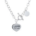 wholesale S925 Sterling Silver Trendy OT Buckle Love Pendant Necklace, Hip-Hop Style Versatile Choker-0-5