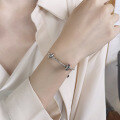 wholesale S925 Sterling Silver Colorful Diamond Letter Double Hoop Bracelet, Personalized Ins Korean Sweet Girly Style Hand Accessory-0-3