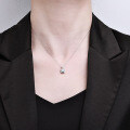 Sterling Silver Classic Moissanite Micro-Set Square Pendant Necklace-0-2