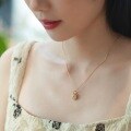 wholesale S925 silver gold-plated geometric heart lock necklace for women, small and unique design key pendant choker for wholesale-0-2