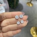 wholesale 18k gold-plated S925 silver small and niche ins-style classic marquise princess-cut mixed round moissanite earrings for women-0-1