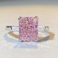 wholesale S925 Sterling Silver Full Body Ring, Small Niche Design, Pink Diamond Radiant Cut, Heavy Workmanship, Women's High-end Hand Jewelry Wholesale-0-3