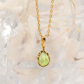 wholesale S925 Silver Plated 14k Gold Green Olive Necklace, Dainty Spring Japanese Retro Style-0-0