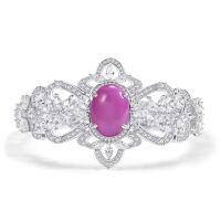 wholesale S925 Sterling Silver European and American Style Cross-Border Natural Topaz Bracelet with Star Sapphire and Ruby Crystal Luxury Bracelet-Cultivated Star Ruby Bracelet