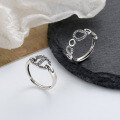 wholesale S925 sterling silver pig nose/individual interlocking circle ring trendy fashionable niche index finger ring-0-0
