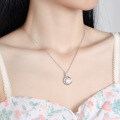 Sterling Silver Moissanite Pendant Necklace with Pearl, Cross-Border Supply-0-3