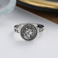 wholesale S925 Sterling Silver Retro French Queen Bust Portrait Ring, Internet-Famous Fashion Style Index Finger Ring for Women-0-1