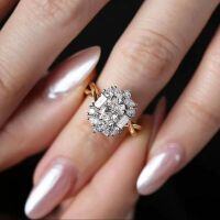 wholesale S925 Sterling Silver European New Oval 7*9 Egg-Shaped Luxury Halo Ring for Women-R1074 White Diamond No. 8