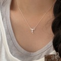 wholesale S925 Sterling Silver Korean Version Timeless Bow Necklace for Women, Small and Exquisite, Light Luxury, Fresh Style, Best Friend Collarbone Chain-0-2