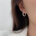 wholesale S925 Sterling Silver C-shaped Rope Stud Earrings for Women, South Korea New Fashion Earrings-0-0