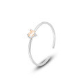 wholesale S925 Sterling Silver Women's Versatile Simple Small Love Heart Colored Zircon Ring, Adjustable Open Band-0-12