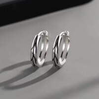 wholesale S925 Sterling Silver Maker's Retro Stripe Ear Clasp, Minimalist and Versatile Unisex Ear Accessory-Vintage Stripe Earrings 925 Silver