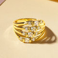 Metal Four-Row Zirconia Ring, Cross-Border Hit, Minimalist Luxury Design, Versatile for Work and Fashion-0-2