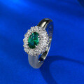 wholesale S925 Silver New Live Streaming Oval Ring 4*6mm Simulated Emerald Daily Luxury Style-0-2