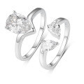 wholesale 925 Sterling Silver Set of Teardrop Moissanite Main and Accent Rings-0-6