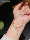wholesale 999 Silver Lucky Bamboo Knot Agate and Broken Silver Bracelet for Women, Minimalist New Chinese Style Beaded Bracelet-0-11