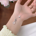 wholesale S925 Silver Floral Butterfly Secret Realm Necklace for Women, Ethereal and Niche, Exquisite and Versatile, Double Butterfly Pendant Necklace with Chalcedony-0-5