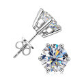 wholesale Metal material first: Classic six-prong moissanite stud earrings for women, OEM custom sampling, ODM processing with provided samples, drawings, or models-0-4
