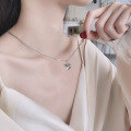 wholesale S925 Sterling Silver Retro Star-Spliced Bouncing Heart Pendant Necklace, Elegant Lady Design Sense Necklace for Women-0-1