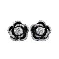 wholesale S925 Sterling Silver Live New Arrival Camellia Earrings 50mm Round White Diamond Flower Bud Ear Jewelry-0-4