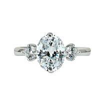 PT950 Plated Oval 2ct Moissanite Women's Engagement Ring-7*9 [Zircon]  Adjustable opening