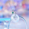 wholesale S925 Sterling Silver White Chalcedony Pendant Snake Necklace for Women, Peace Knot Collarbone Chain, Chinese Trendy Ins Style Birth Year Necklace-0-1