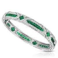 wholesale 925 Silver Gold-Plated Bracelet with High Carbon Drilled Muzo Green Art Deco Decorative Vintage Jewelry, Versatile Accessory for Women-Muzo Green>925 Silver