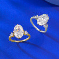wholesale S925 silver gold-plated with 8*12 oval ice-cut high-carbon diamond ring, cross-border hot seller-0-3