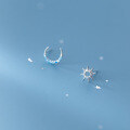 wholesale S925 silver earrings for women with blue diamonds, asymmetrical sun and moon ear accessories G9538-0-3