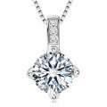 Sterling Silver Fashion Pendant Necklace with Moissanite-0-8