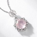 wholesale S925 Sterling Silver European and American New Light Luxury Popular Sunflower Pink Crystal Pendant Choker Necklace Snowflake Necklace Wholesale from Manufacturers-0-1