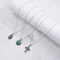 wholesale 925 Sterling Silver Vintage Turquoise Cross Pendant Necklace for Men and Women, Direct from Manufacturer-0-3