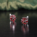 wholesale S925 Sterling Silver Natural Wind Flower Earrings with Genuine Garnet Gemstone, British Clasp, Women's Style, Sweet and Delicate-0-1