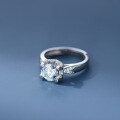 wholesale S925 Sterling Silver Fresh and Sweet Ins Style Niche Design Exquisite Diamond-Inlaid U-Shaped Ring R02643-0-2