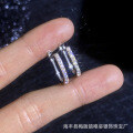 S925 Silver Moissanite Retro Single-Row Full-Diamond U-Shaped Hoop Earrings Wholesale-0-1
