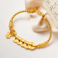 wholesale Metal material S925 silver, internet-famous explosive five-emperor coin bracelet, peace blessing plaque, new Chinese design, blooms unique style S7628-S925 Silver Bracelet 925 Silver