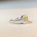 wholesale S925 Sterling Silver Yellow Diamond Ring for Women, Simple and Stylish Four-Prong Square Setting, Trendy and Sweet Ins Style Diamond Ring, Popular on TikTok-0-2