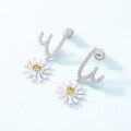 wholesale S925 sterling silver platinum-plated new sweet and unique daisy earrings for women, ins style, dropshipping-0-2