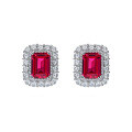wholesale S925 Sterling Silver New Style 8*10 Full Circle Setting 4ct Lab-Grown Ruby Earrings with Luxurious Full Diamond-0-5