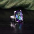 wholesale S925 silver 17-carat extra large crystal gemstone ring, luxurious and unique, set with colored crystals-0-1