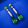 wholesale 925 Sterling Silver 5ct High Carbon Diamond Earrings Waterdrop 8*12 Emerald Green Ear Studs Women Ins, Mu Jing Jewelry New-0-2