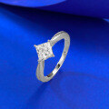 wholesale S925 Silver Mu Jing Jewelry 5*5mm Mini Diamond Princess Square Ring Wedding Band Daily Fashion Item-0-1