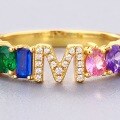 wholesale S925 Sterling Silver European-style Rainbow Series Dopamine Jewelry Zircon Letter Ring Wholesale Manufacturer-0-2