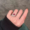 wholesale Metal: 925 Sterling Silver, Zhu Zhifan Jewelry New 6*8mm Pear-shaped Pigeon Blood Red Adjustable Ring for Women,-0-1