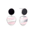 wholesale S925 Sterling Silver Niche Design Black Resin Ear Studs Minimalist Pink Earrings Cross-Border New Accessories Gift-0-4