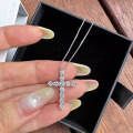 wholesale S925 silver new cross zircon pendant necklace for European and American foreign trade wholesale suppliers-0-0
