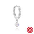wholesale S925 Sterling Silver with natural moonstone claw-set pendant ear cuffs, featuring diamond accents for a Korean-style, niche, and premium look-0-6